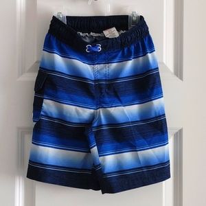 Wonder Nation Boys' Blue Stripped Swim Trunks - Size Small(6/7)